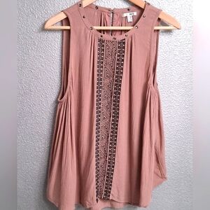 NWT Amuse Society Light Brown Sleeveless Tunic with Geometric Pattern     Size S